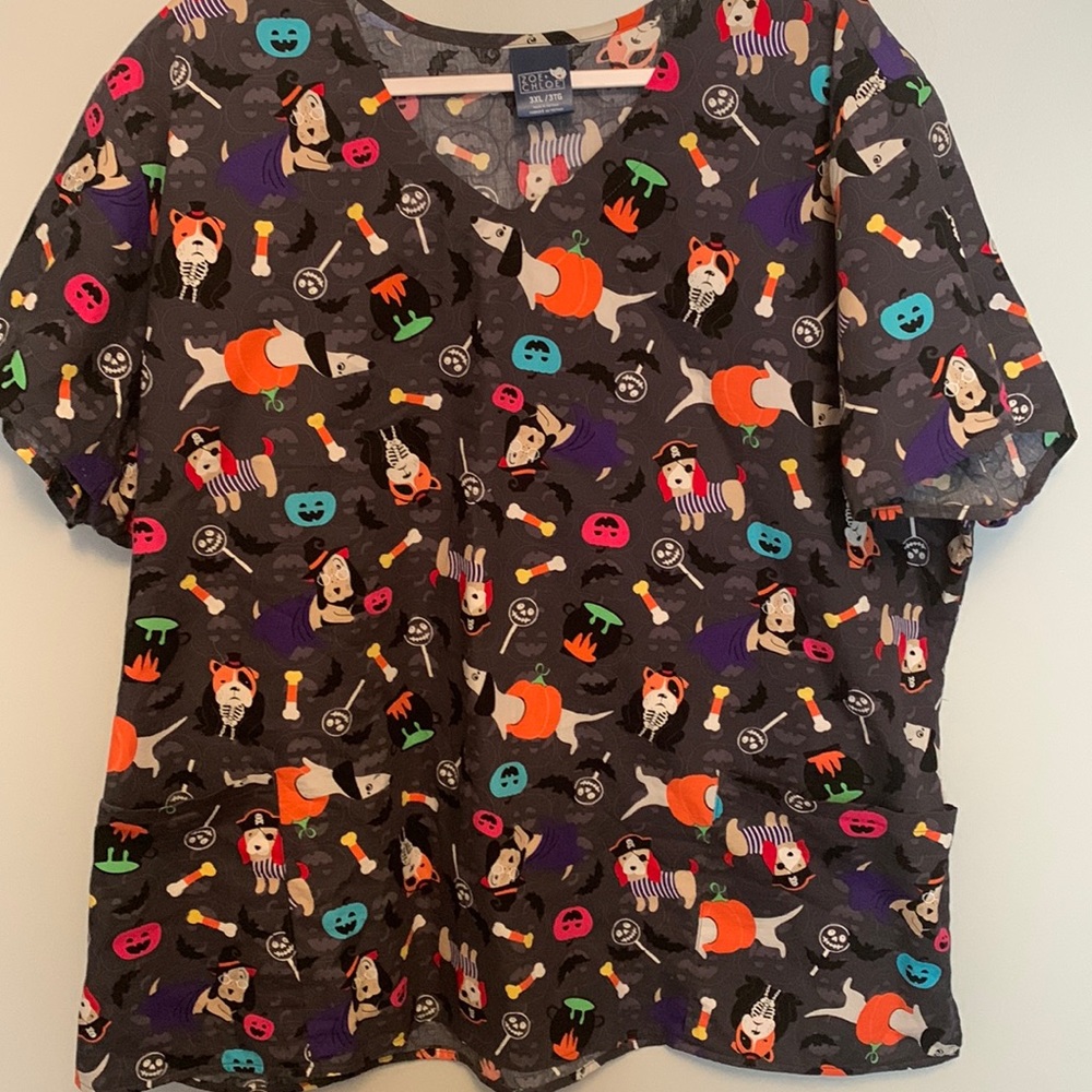 Halloween scrub top